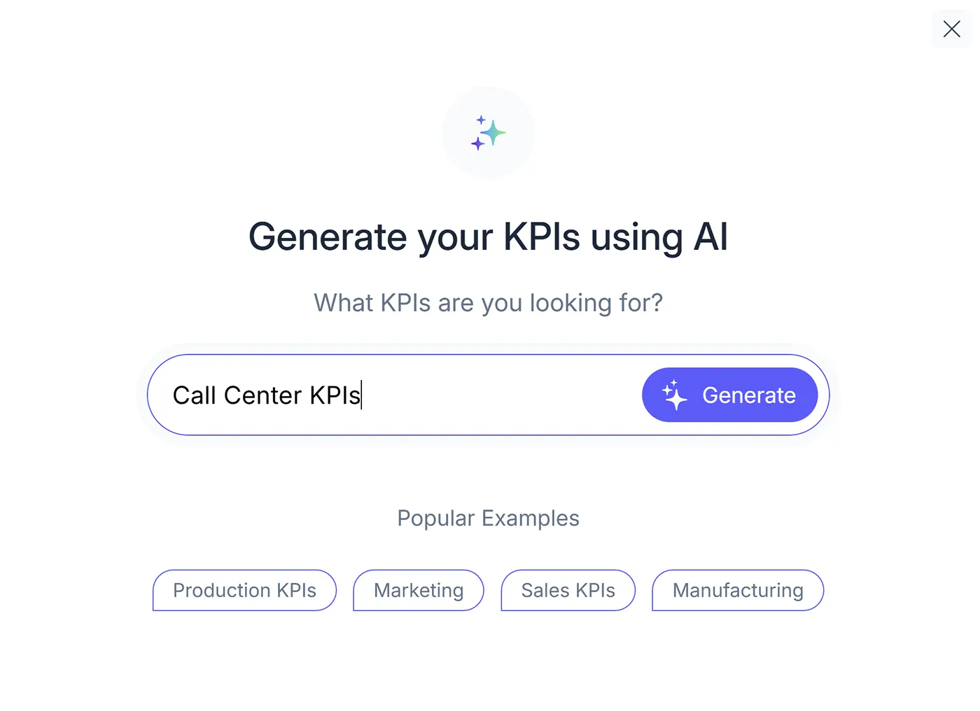 The KPI Generator prompt window