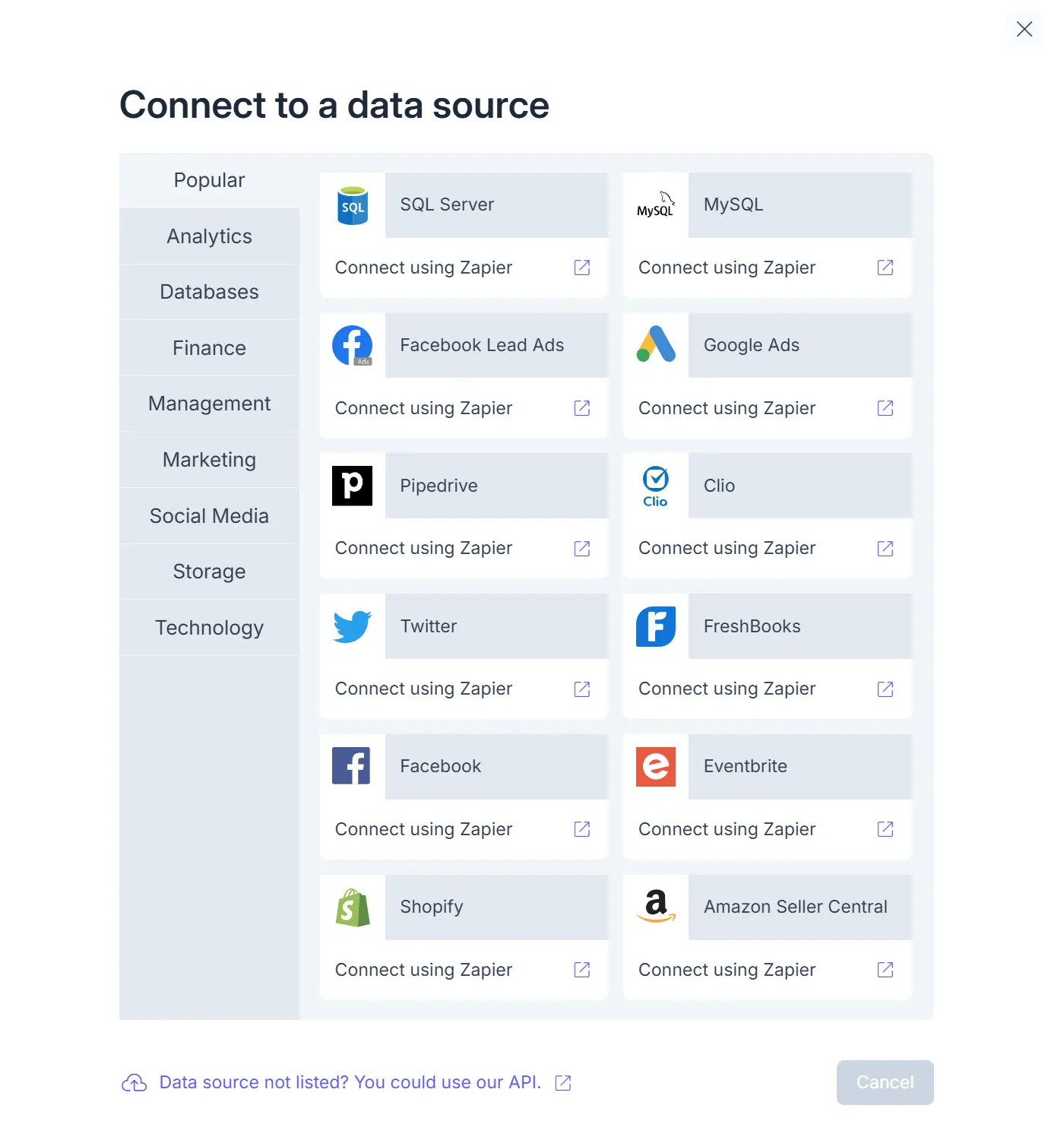 Add Data Source button in the SimpleKPI interface